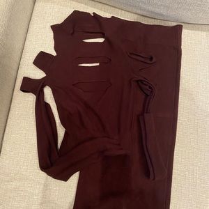 Cut out sweater and skirt set